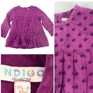 Indigo Collection Girls Pleated Bunny Rabbit Ling Sleeved Top Shirt Size 2 years